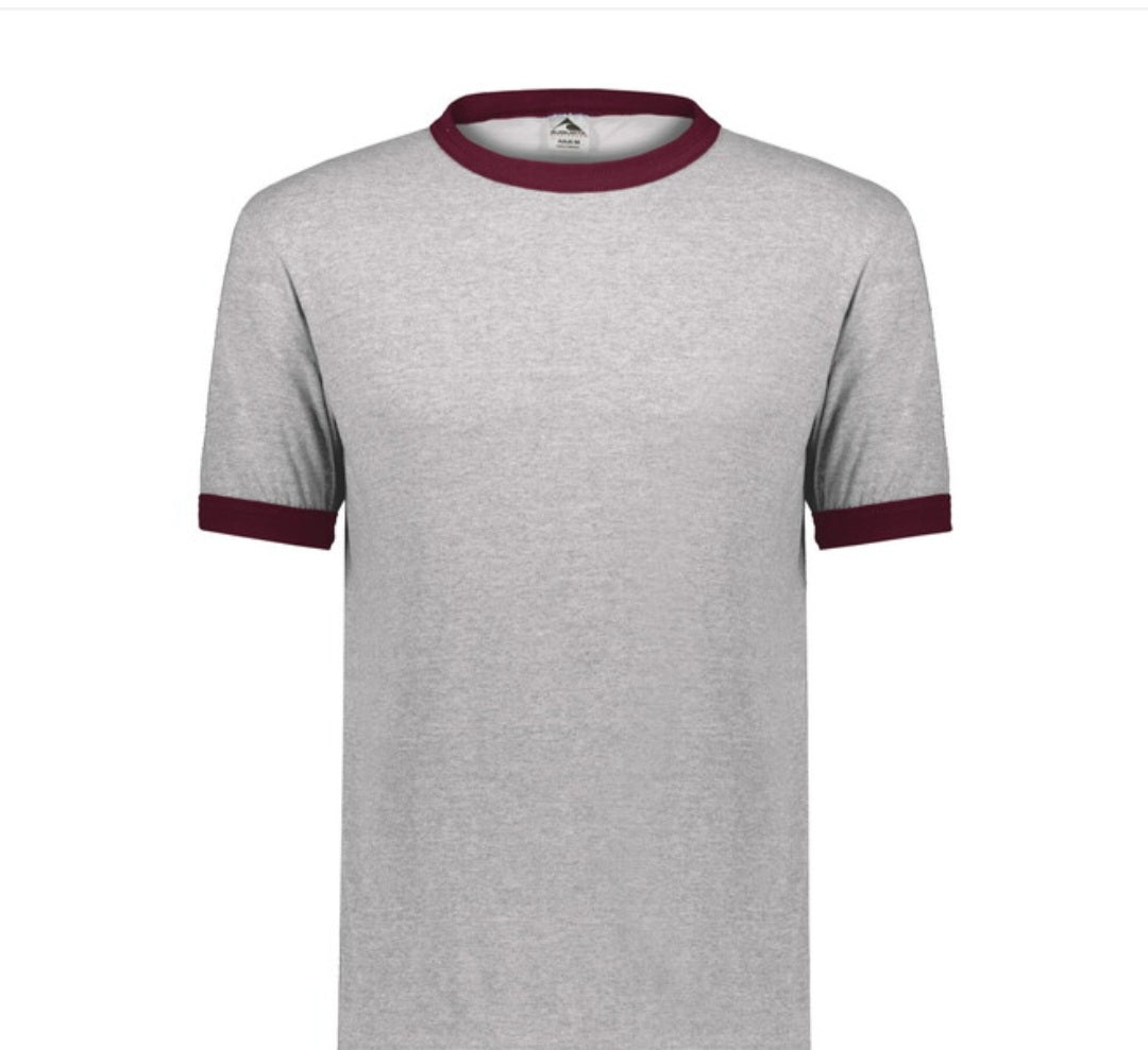 Augusta Ringer T-Shirt - Athlethic Heather/Maroon