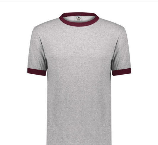 Augusta Ringer T-Shirt - Athlethic Heather/Maroon