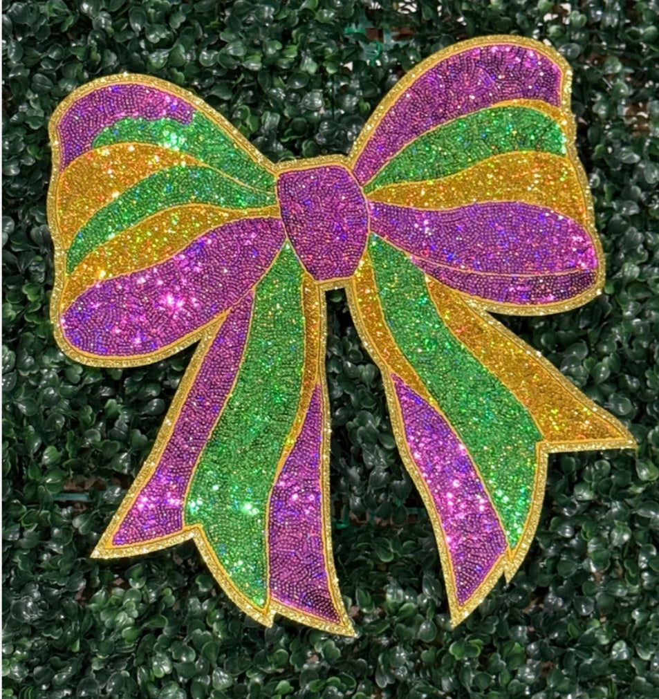 Mardi Gras Sequin Bow  Patch