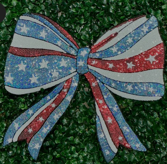 Patriotic Sequin Bow  Patch