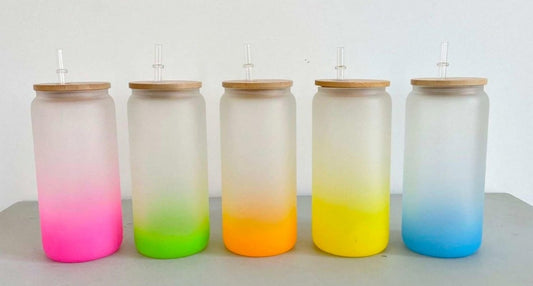 16oz Sublimation Frosted Ombre Glass Jar