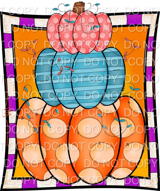 Stacked Pumpkins in Frame (Direct To Film)