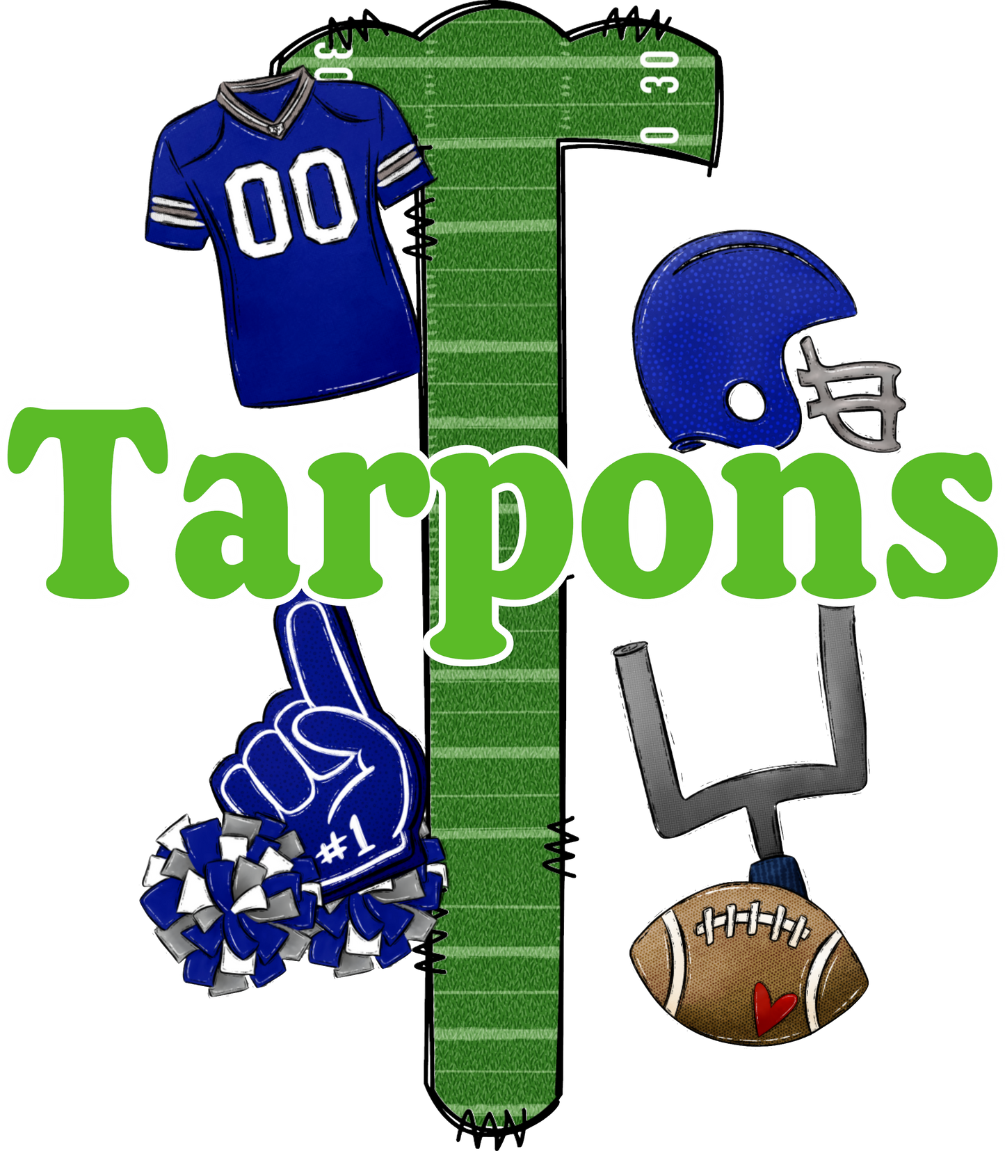TARPONS  LETTER FOOTBALL FIELD - GRN (Direct To Film)