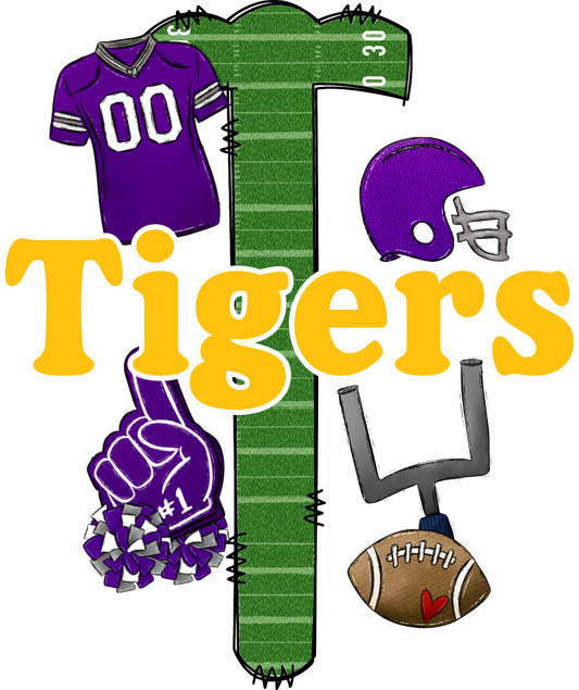 TIGERS LETTER FOOTBALL FIELD - PURPLE (Direct To Film)