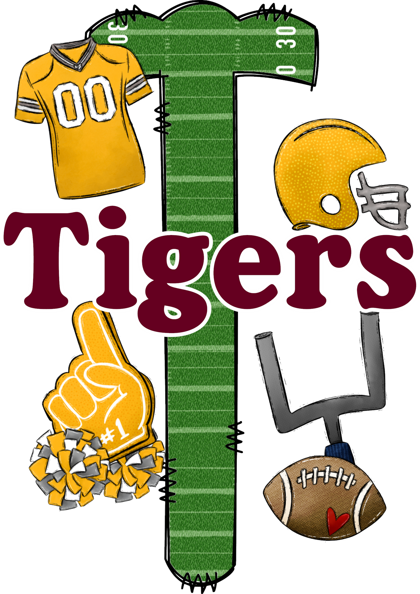 TIGERS LETTER FOOTBALL FIELD -TERREBONNE CRIMSON (Direct To Film)