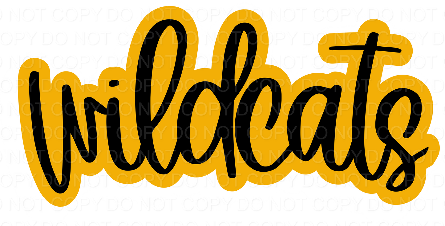 Wildcats Script Outline Black/Yellow (Direct To Film)