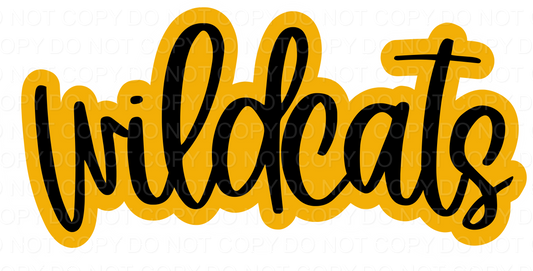 Wildcats Script Outline Black/Yellow (Direct To Film)
