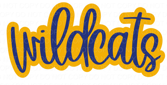 Wildcats Script Outline Blue/Yellow (Direct To Film)