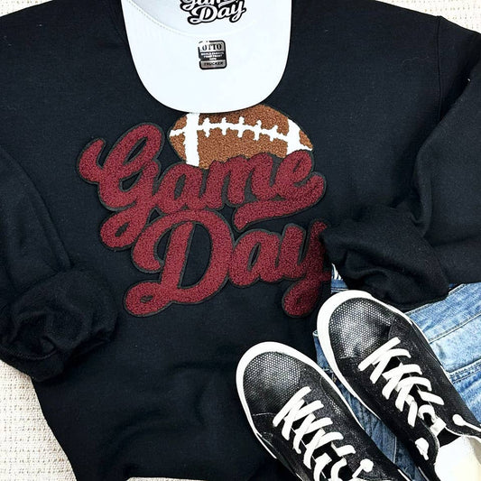 Maroon Game Day Football Chenille Patch