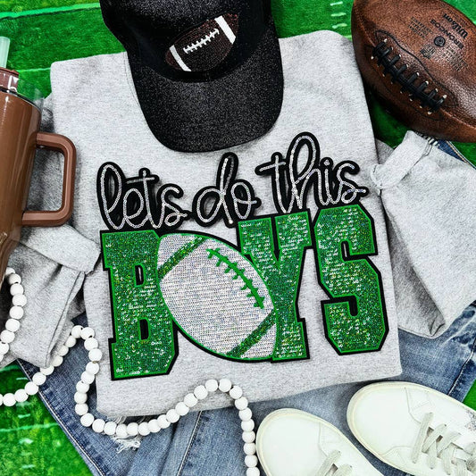 Let's Do This Boys Green/Silver Sequins Patch
