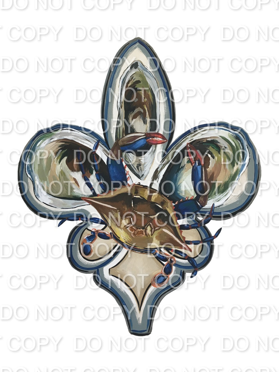 Seafood Painted Fleur de lis (Direct To Film)