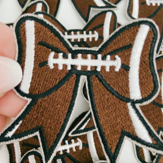 2" Football Bow -  Embroidered Hat Patch