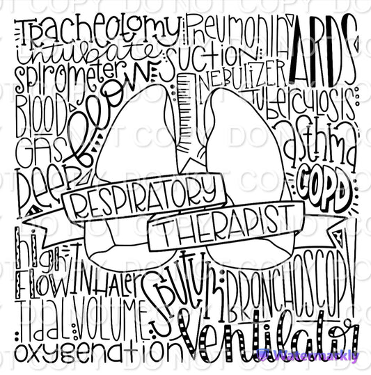 Respiratory Therapist Typography Single Color (Adult)