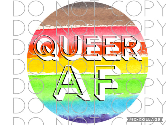 Queer AF rainbow circle (Direct To Film)
