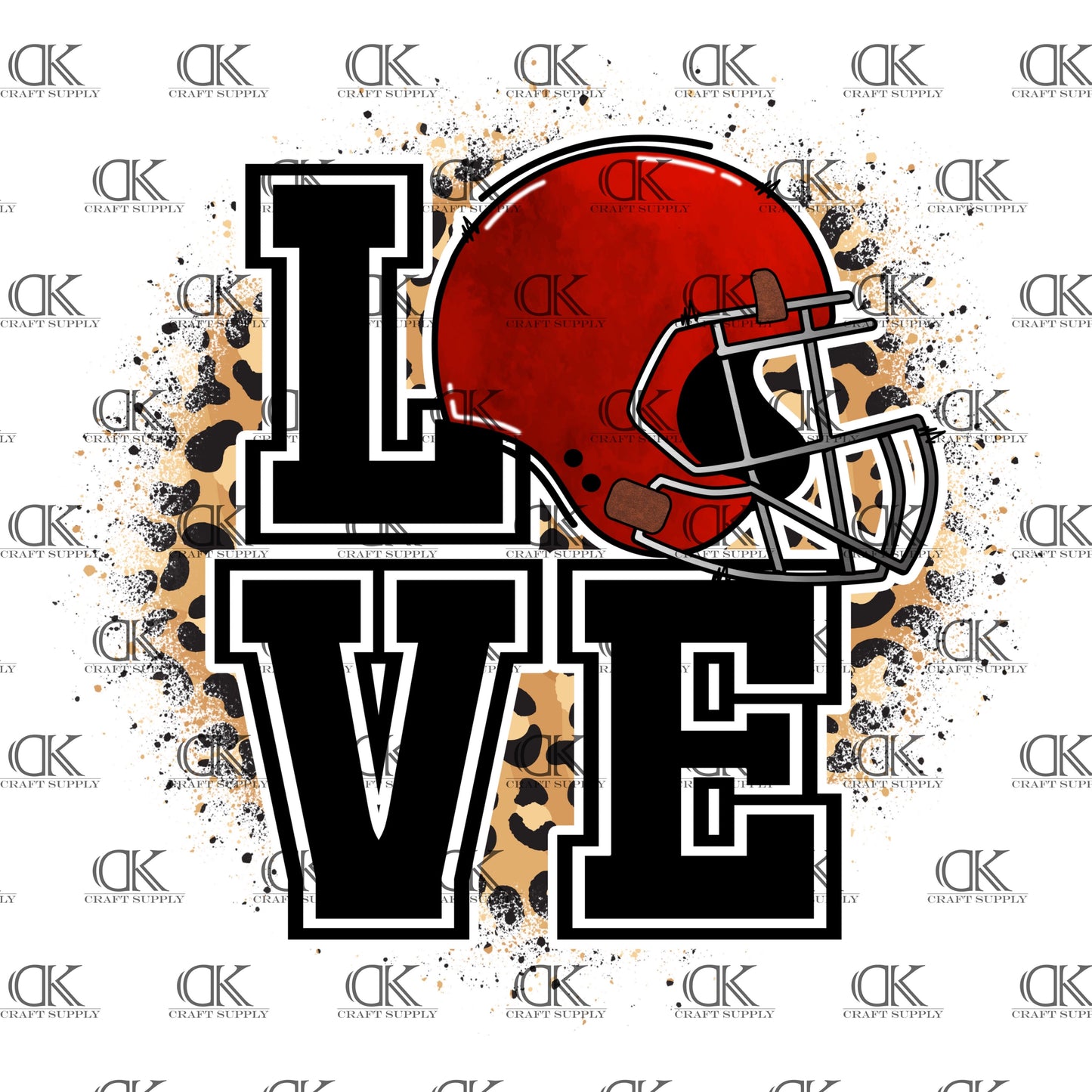 LOVE red helmet with Leopard background(Direct To Film)