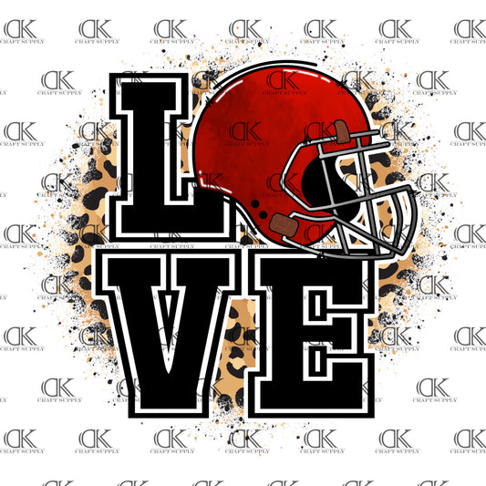 LOVE red helmet with Leopard background(Direct To Film)