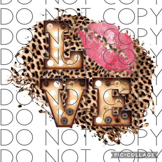 LOVE Pink lips with leopard background (Direct To Film)