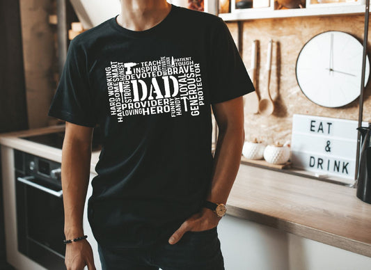 Dad Word Typography with drill Single Color (Adult)