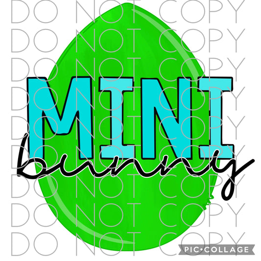 Mini Bunny Teal colored with Green Egg (Direct To Film)