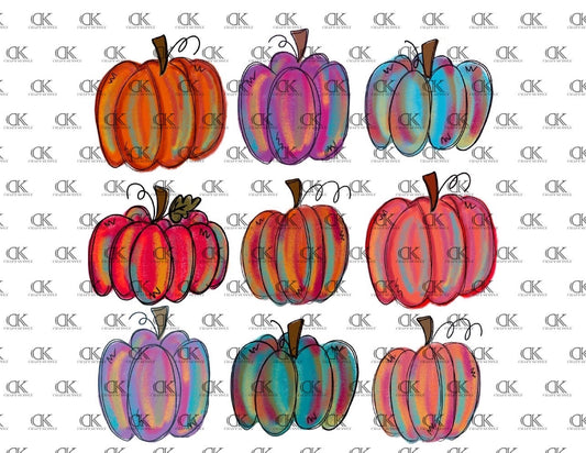 Watercolor Pumpkins Full Color (Adult)