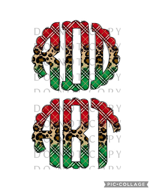 Plaid Christmas Monogram (Direct To Film)