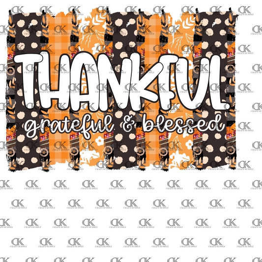Thankful Grateful and Blessed Brushstrokes Full Color (Adult)