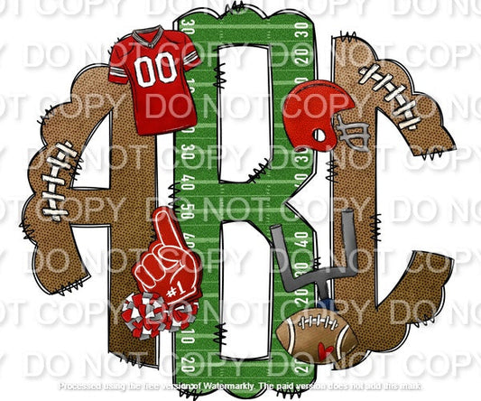 Gridiron with Team Colors Monogram(Sublimation)