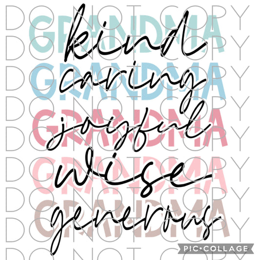 Grandma Kind Caring Joyful Wise Generous (Direct To Film)