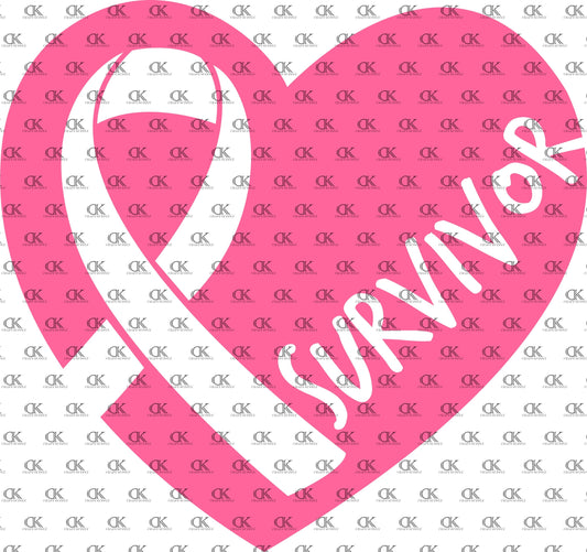 Pink Heart with ribbon and survivor (Direct To Film)