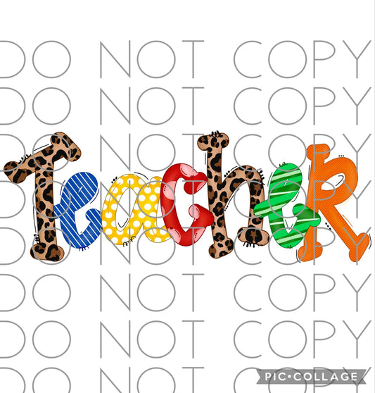 Teacher doodle letters (Sublimation)