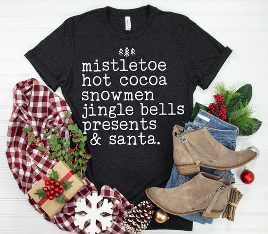 Christmas Words Mistletoe Hot Cocoa Single Color (Adult)
