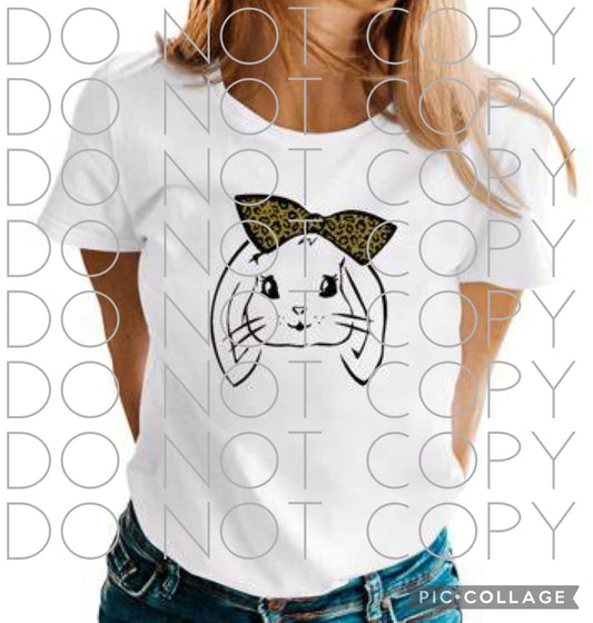 Floppy Ear Bunny with Leopard Bow Single Color (Adult)