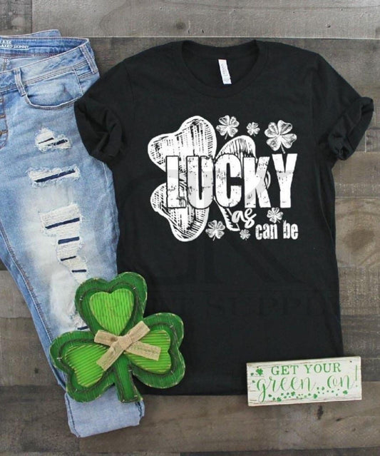 Lucky As Can Be on Black Gildan Soft-Style Tee (Adult)