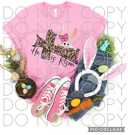 He is Risen with Cross and Bunny Full Color (Adult)