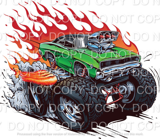Green Monster Truck with Flames (Direct To Film)