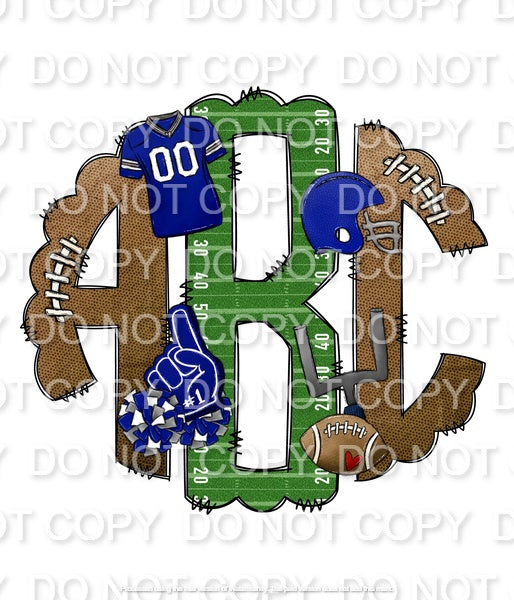 Gridiron with Team Colors Monogram(Sublimation)
