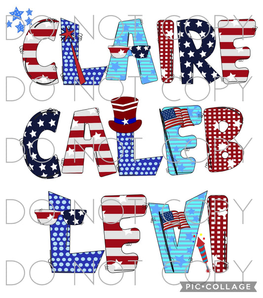 Patriotic Doodle Name(Direct To Film)