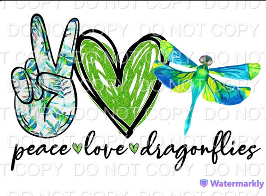 Peace Love Dragonflies Full Color (Adult)