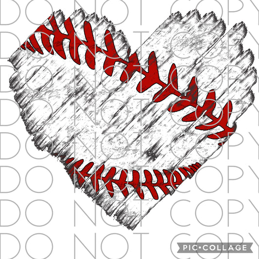 Distressed Baseball Heart Full Color (Adult)