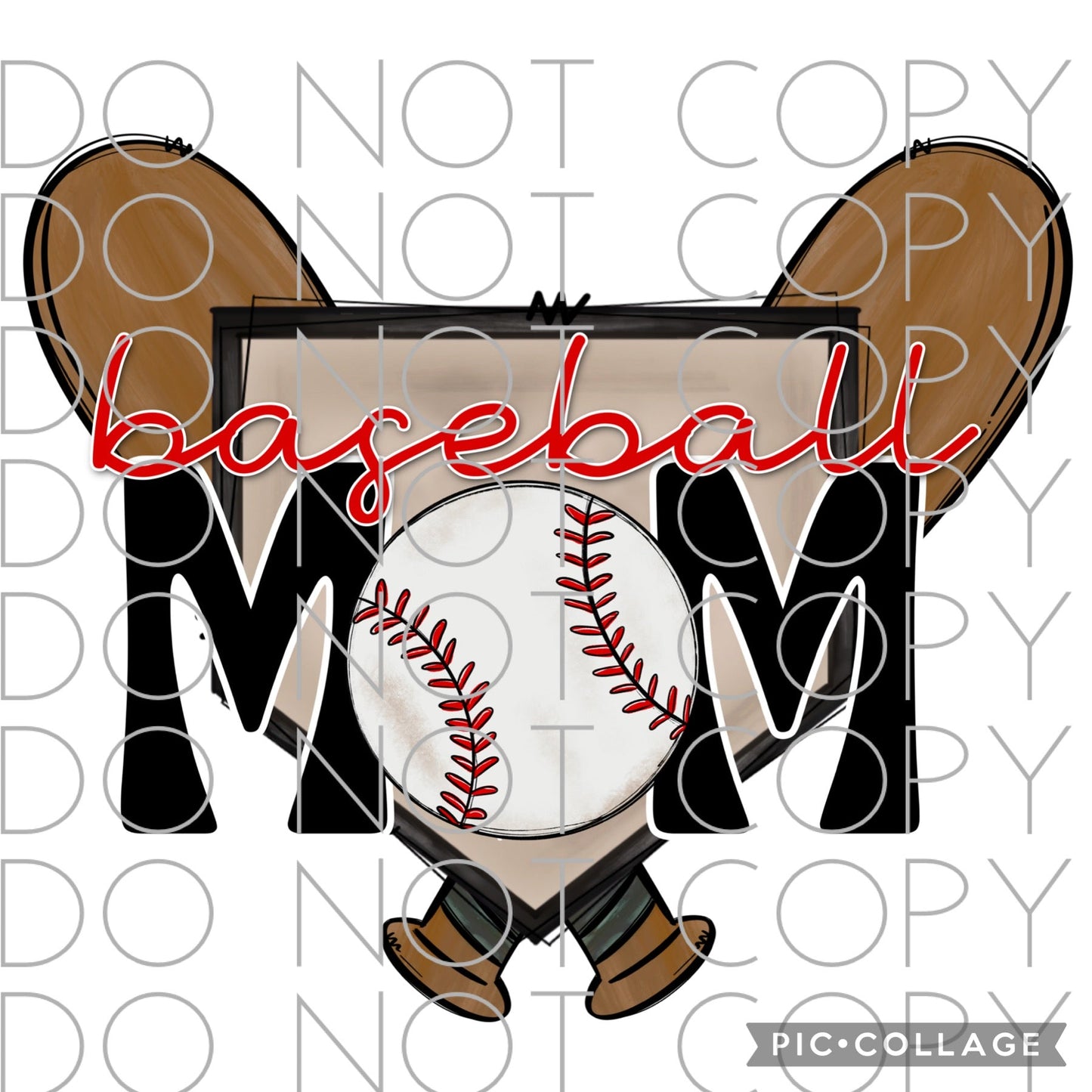 Baseball Mom with crossed bats and base(Direct To Film)