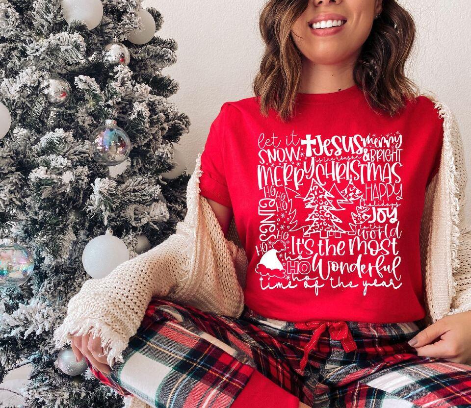 Christmas Typography Let It Snow Single Color (Adult)