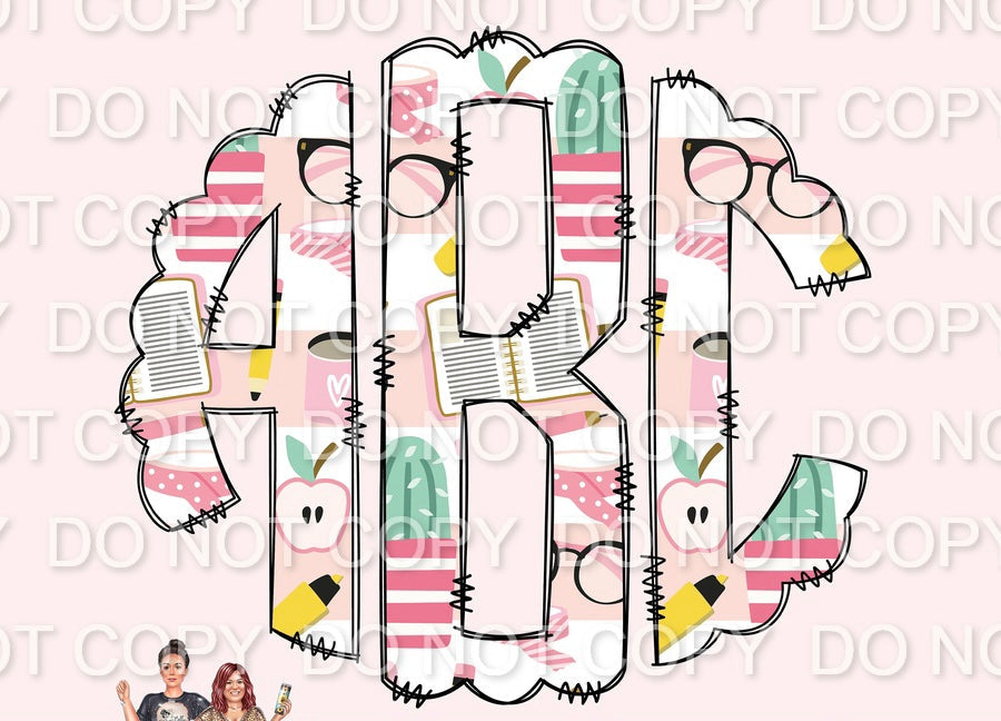 Pastel Teacher Monogram(Direct To Film)