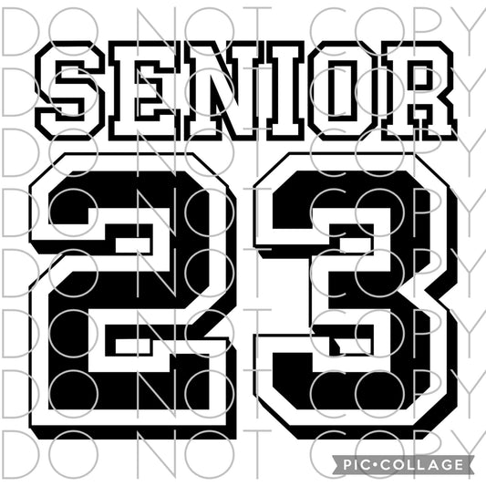 Senior 2023 Jersey Black Font (Direct To Film)