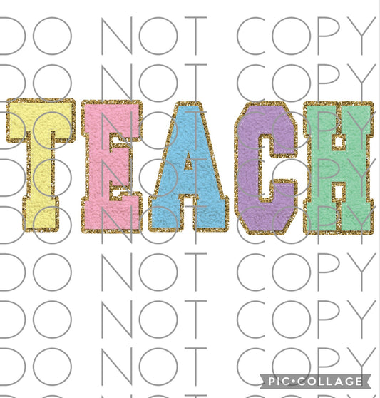 TEACH faux Chenille pastel colors (Sublimation)