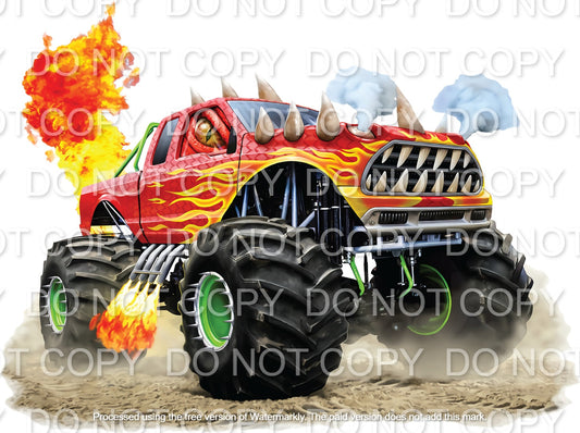 Red Monster Truck with Flames (Direct To Film)