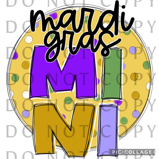 Mardi Gras Mini Gold Circle with Polka Dots (Direct To Film)