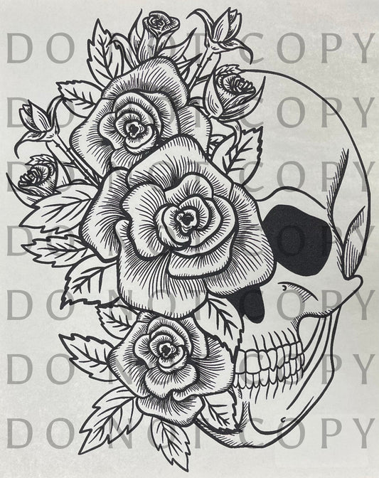 Floral Skull Head Single Color (Adult)