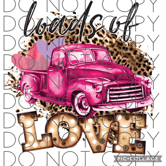 Loads of Love Pink Truck with leopard background (Direct To Film)
