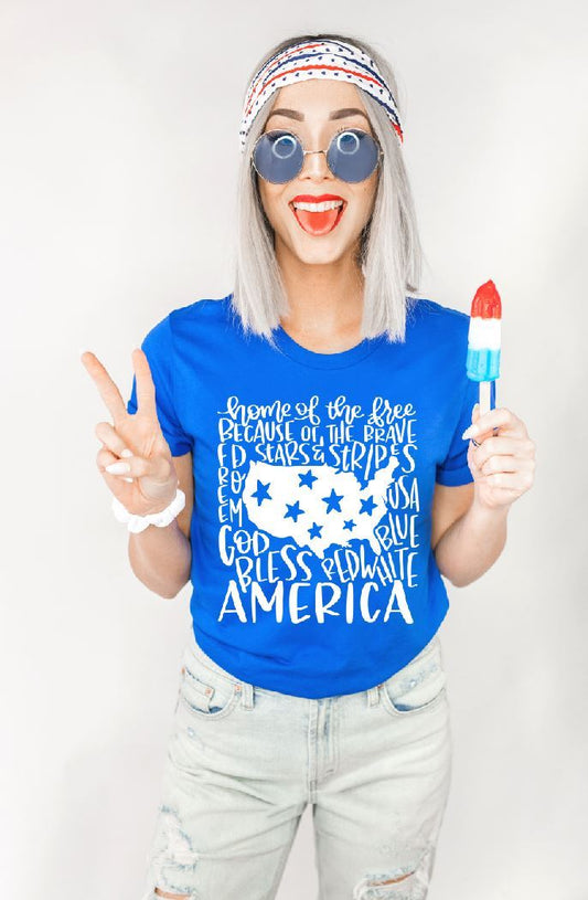 USA Word Typography Single Color (Adult)
