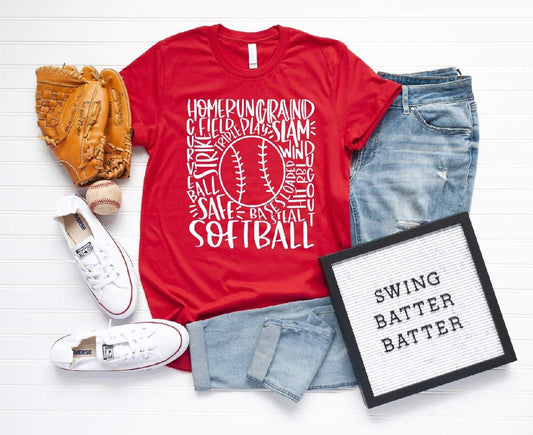 Baseball Word Typography Single Color (Adult)